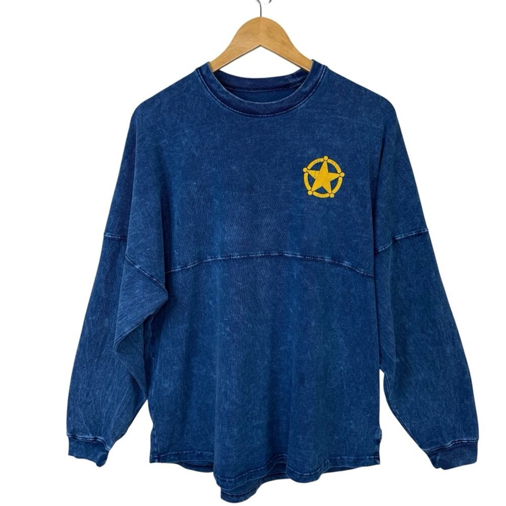 DISNEY Park Pixar Toy Story Sheriff Woody Spirit Jersey Shirt Adult Sz M Blue